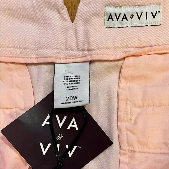 Ava & Viv Women’s Plus Size Boyfriend Chino Pants, Blush, 20W - Picture 3 of 3